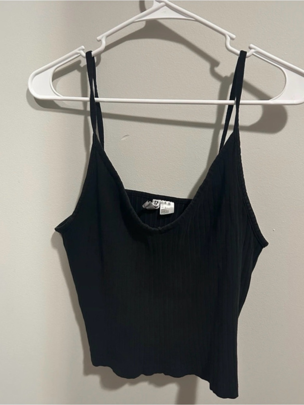 Black Ribbed Spaghetti Strap Camisole
